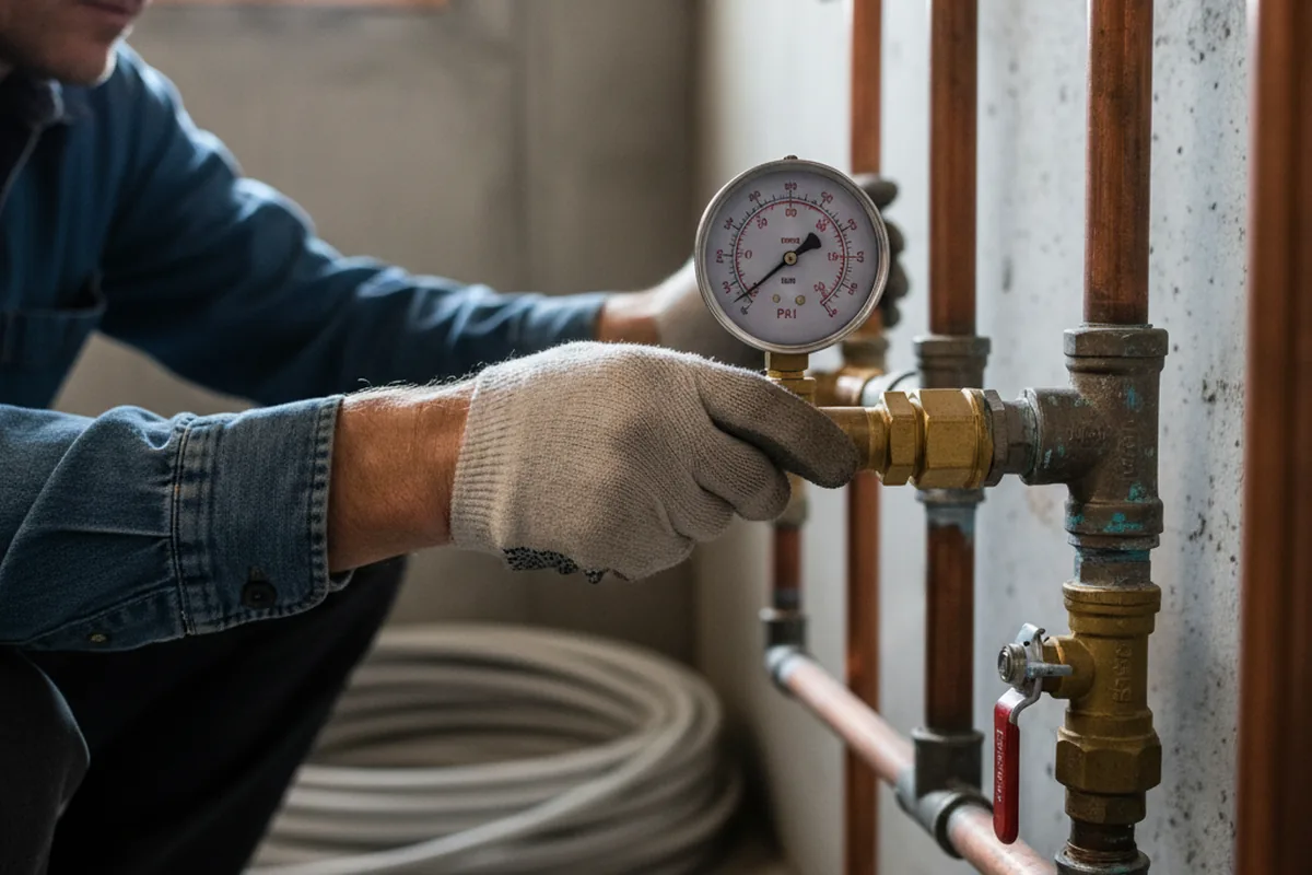 Pressure testing a repaired line during Water Line Repair in Wittmann